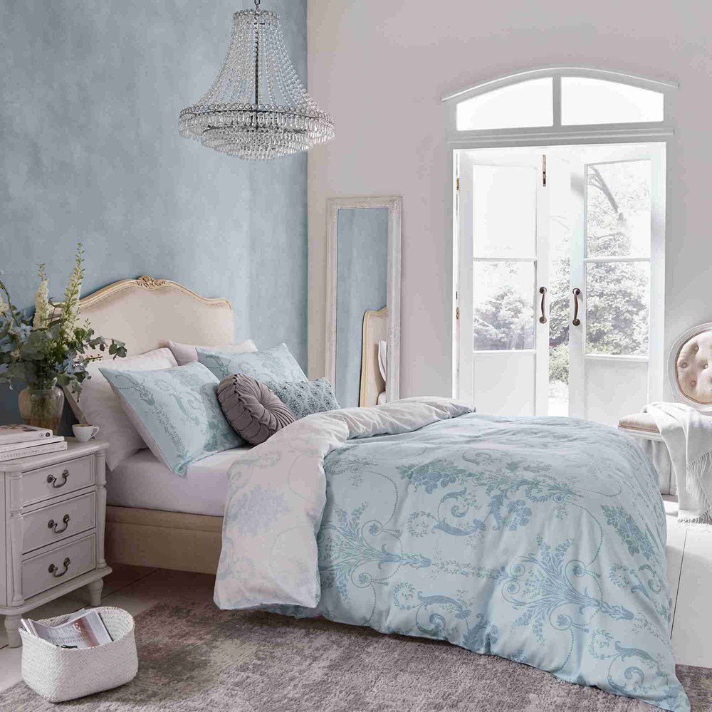 Josette Cotton Bedding Set by Laura Ashley in Seaspray Blue